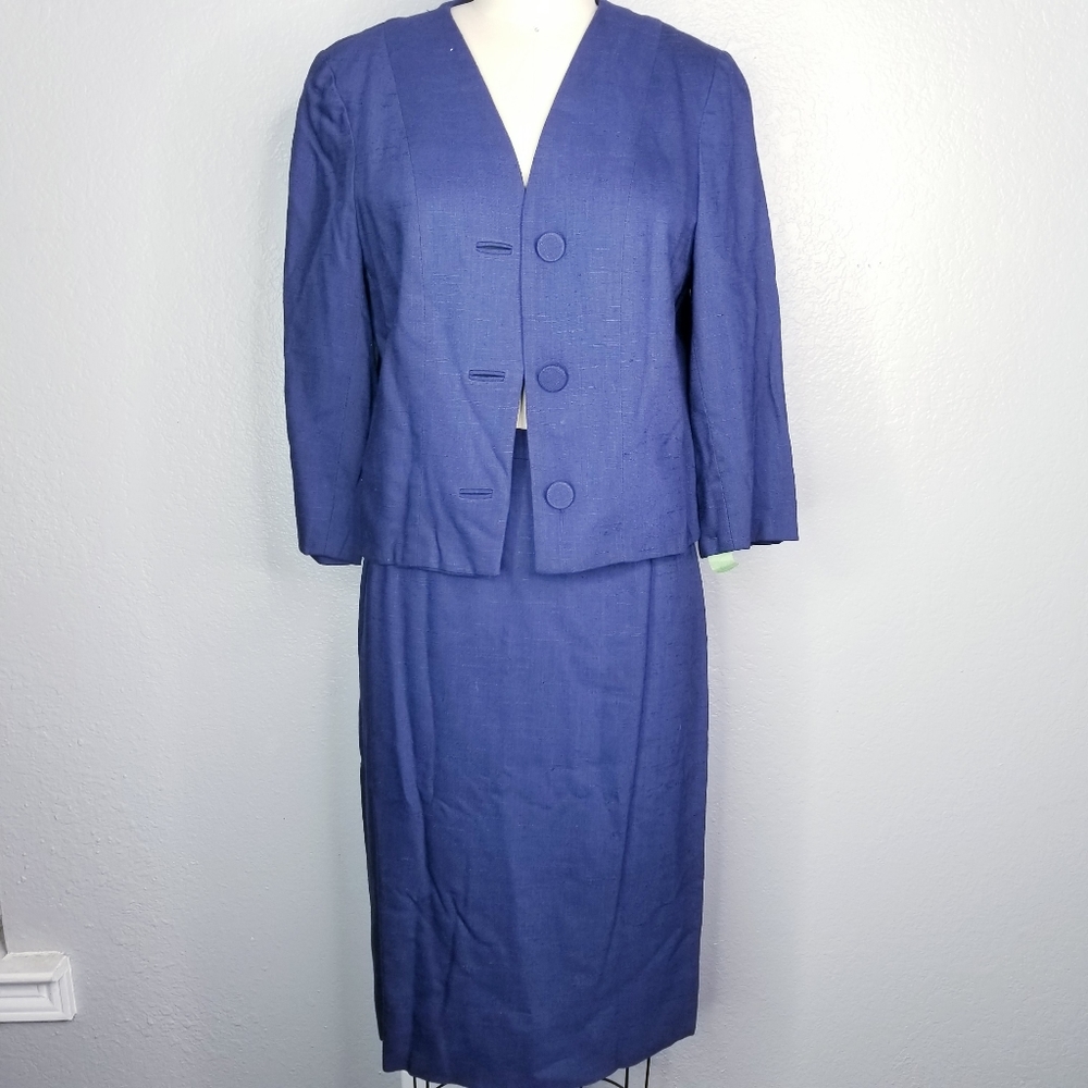 Justin McCarty 50s pin up 2 piece navy skirt suit